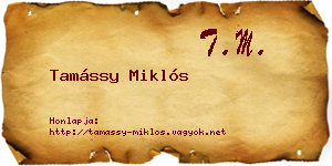 Tamássy Miklós névjegykártya